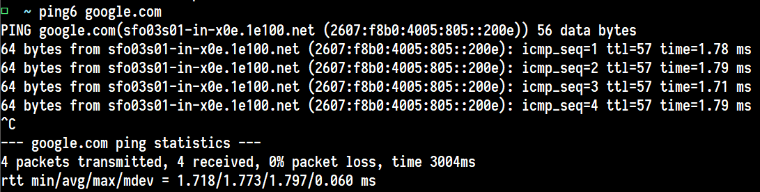 ping6 google.com